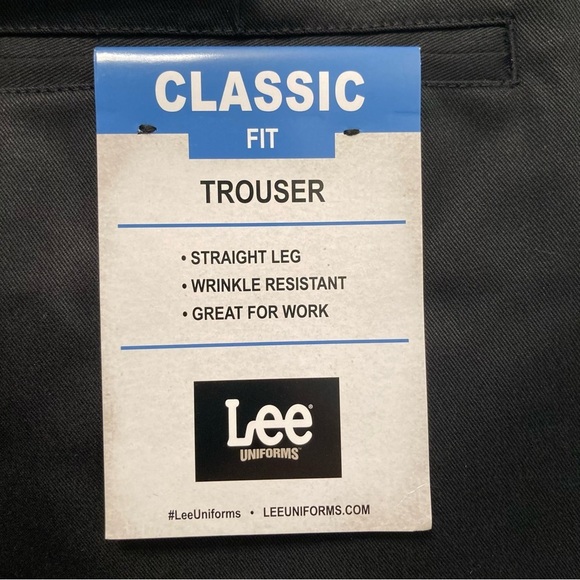 NWT Lee Men Black Classic Fit Trouser Work Uniform Dress Pants Straight Leg - Picture 3 of 9